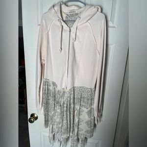 RARE We the Free Dress Chiffon Patterned Hoodie Zip-up size Large
